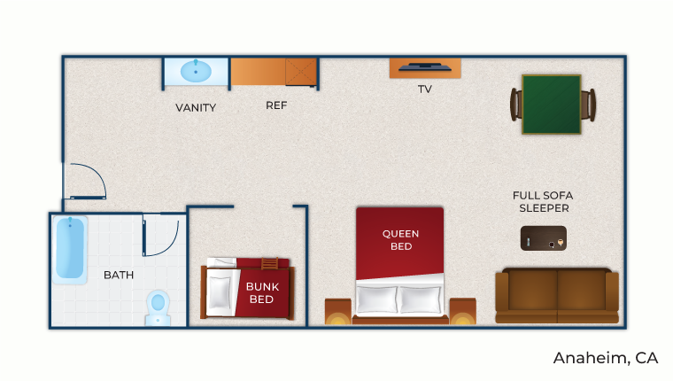 The floor plan for the Wolf Den Suite (Standard) 